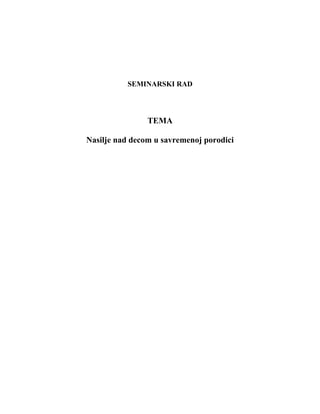 Nasilje nad decom  u savremenoj porodici