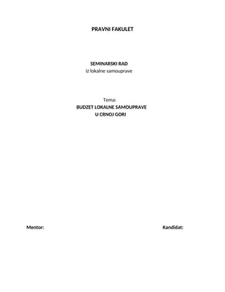 Budžet lokalne samouprave u Crnoj Gori