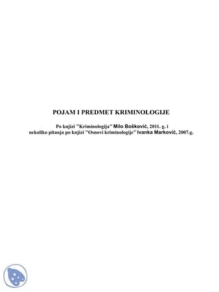 Pojam i predmet kriminologije