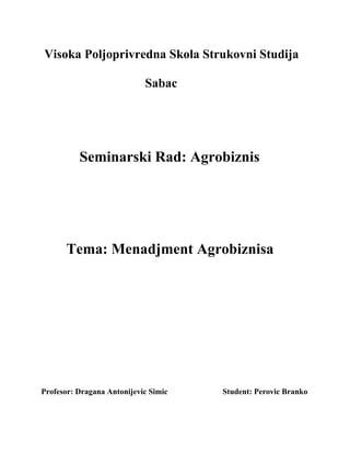 Menadzment agrobiznisa