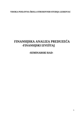 Finansijska analiza preduzeća – Finansijski izveštaj