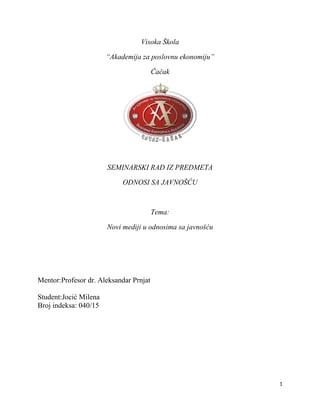 Novi mediji u odnosima sa javnošću