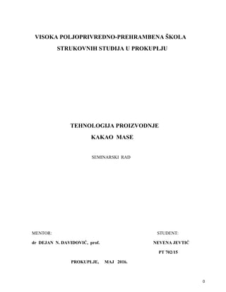 Proizvodnja kakao mase