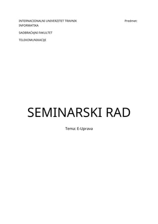 E-uprava: koncept, ciljevi i realizacija