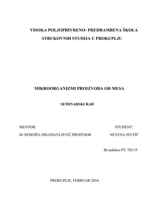 Mikroorganizmi proizvoda od mesa