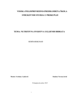 Nutritivna svojstva ugljenih hidrata