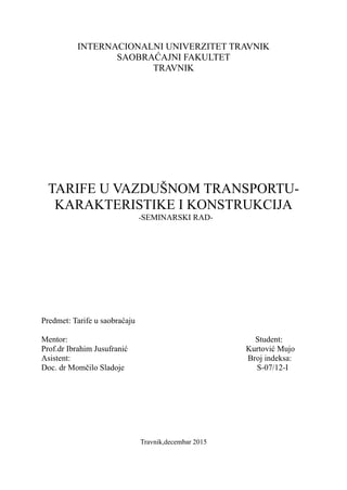 Tarife u vazdušnom transportu