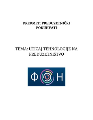 Uticaj tehnologije u preduzetništvu