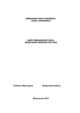 Monetarno kreditna politika