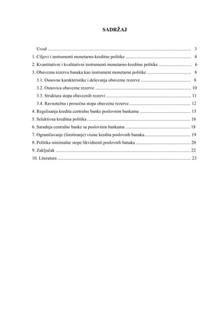 Monetarno kreditna politika