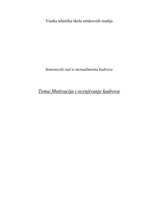 Motivacija i ocenjivanje kadrova