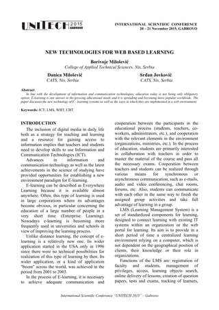 Nove tehnologije za učenje putem veba