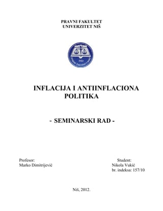 Inflacija i antiinflaciona politika