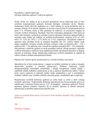 Pouzdanost i opštost ispitivanja ubrzanja, planirane agilnosti i reaktivne agilnosti