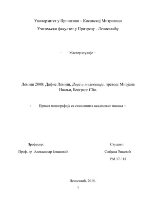 Prikaz monografije sa stanovišta akademskog pisanja