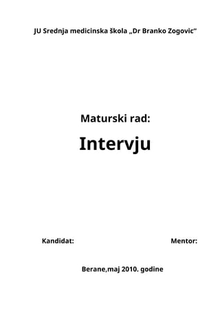 Intervju: maturski rad