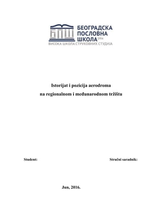 Istorijat i pozicija aerodroma  na regionalnom i međunarodnom tržištu