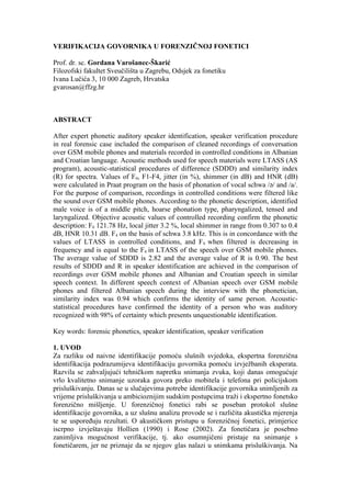 Verifikacija govornika u forenzičnoj fonetici