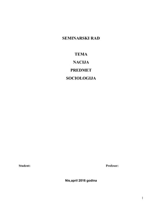 Nacija: sociološki aspekt