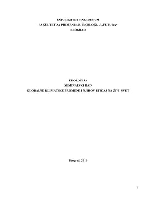 Globalne i klimatske promene i njihov uticaj na živi svet