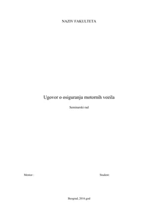 Ugovor o osiguranju motornih vozila