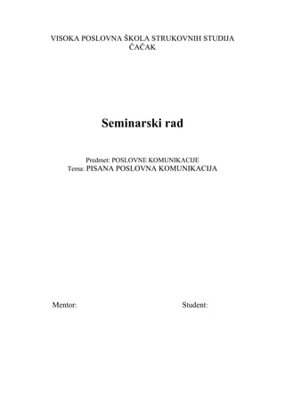 Pisana poslovna komunikacija