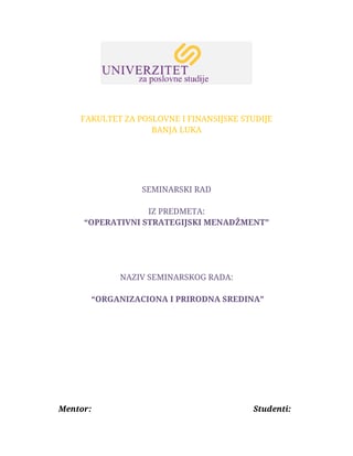 Organizaciona i prirodna sredina