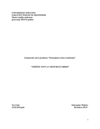 Tržište novca u Republici Srbiji