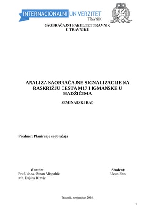 Analiza saobraćajne signalizacije