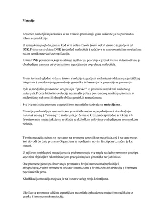 Mutacije: pregled genetskih promena