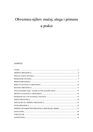 Obveznice-njihov značaj, uloga i primena u praksi
