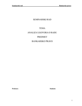 Analiza ugovora o radu