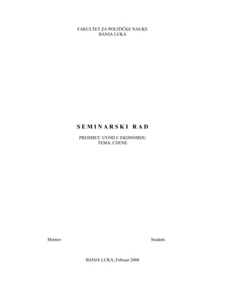 Cijene: uvod u ekonomiju