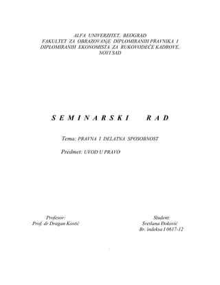 PRАVNА  I  DELATNA  SPОSОBNОSТ