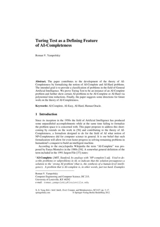 Turing Test as a Defining Feature of AI-Completeness