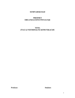 Značaj neformalne komunikacije