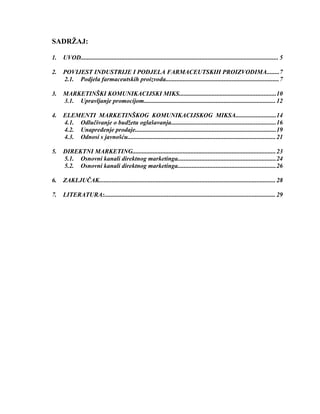 Elementi marketinške komunikacije u farmaceutskoj industriji