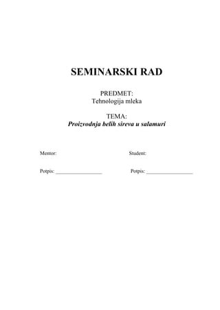 Proizvodnja belih sireva u salamuri