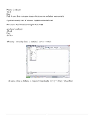 Uputstvo za rad u AutoCAD-u: alati, koordinate i podešavanja