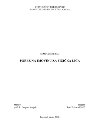Porez na imovinu za fizička lica