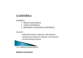 Kontrola: proces, vrste i kriterijumi