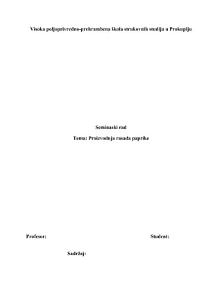 Proizvodnja rasada paprike