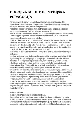 Odgoj za medije ili medijska pedagogija
