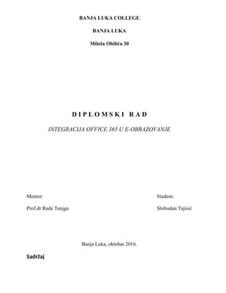 Integracija office 365 u e-obrazovanje