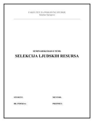 Selekcija ljudskih resursa