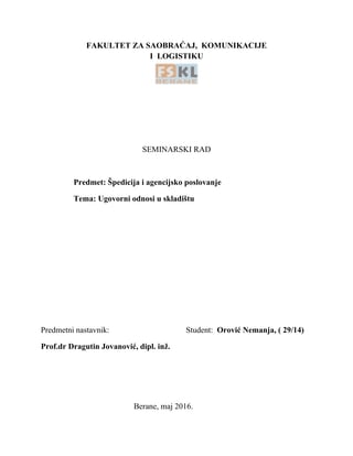 Ugovorni odnosi u skladištu