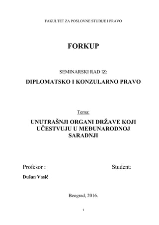 Unutrašnji organi države koji učestvuju u međunarodnoj saradnji