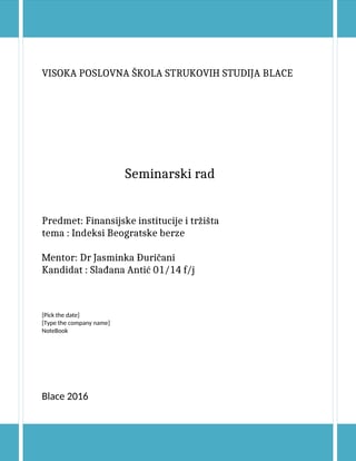 Indeksi Beogradske Berze