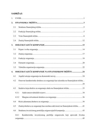 Osiguravajuće kompanije na finansijskom tržištu