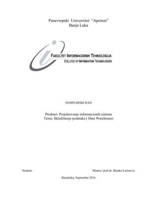 Skladištenje podataka ( Data Warehouse)